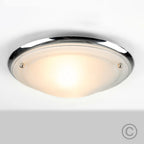 Altieri glass flush mount ceiling light by TheChandelierCo featuring a clear glass shade and sleek metal fixture.