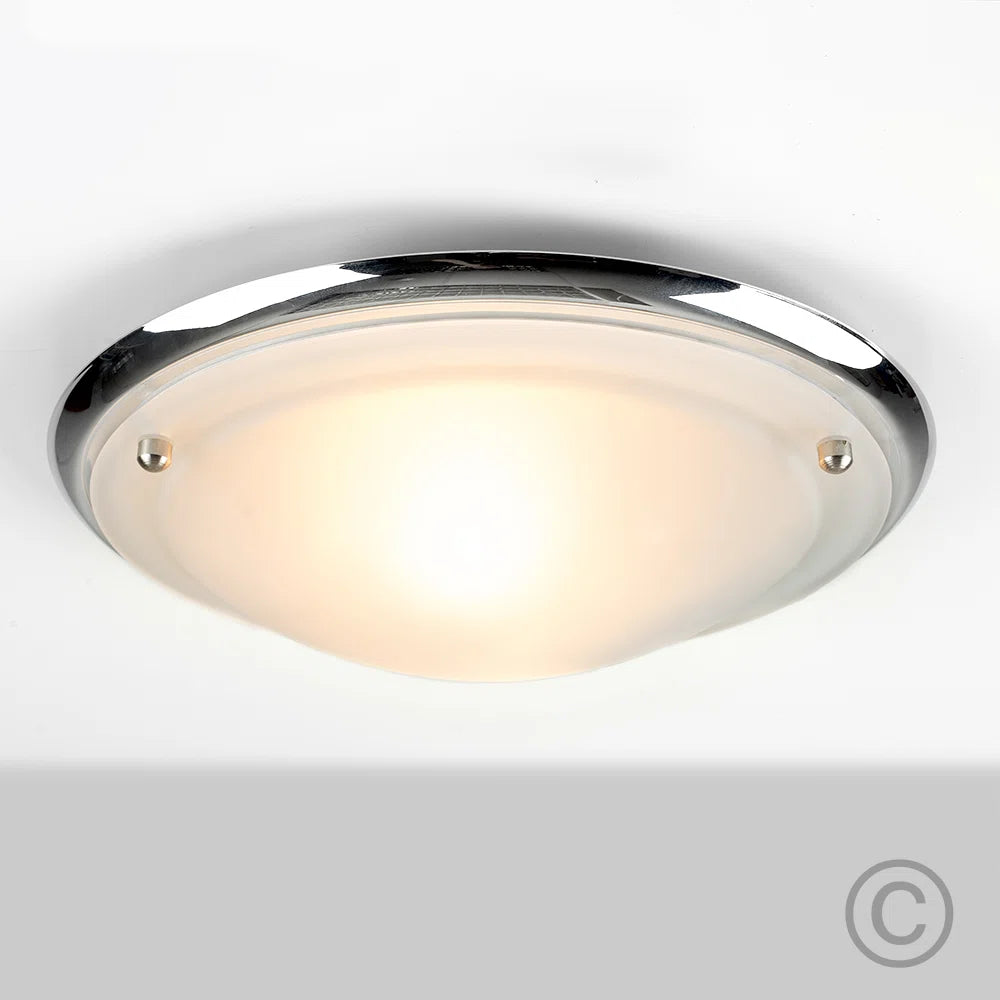 Altieri glass flush mount ceiling light by TheChandelierCo featuring a clear glass shade and sleek metal fixture.