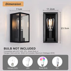 Black Amandla outdoor flush mount light fixture by TheChandelierCo, 23.5cm tall, with a sleek modern design for exterior lighting.