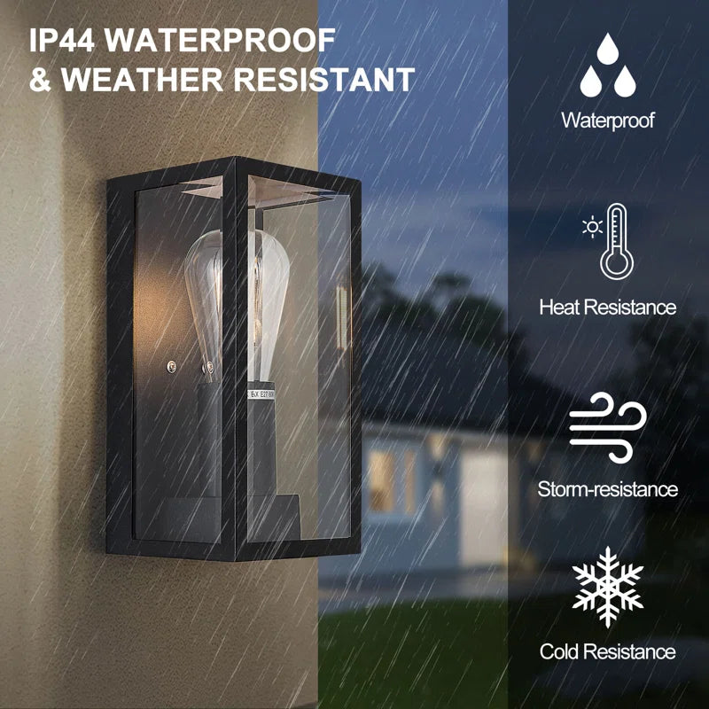 Black Amandla outdoor flush mount light fixture by TheChandelierCo, 23.5cm high with a sleek modern design.