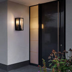 Black Amandla outdoor flush mount light fixture by TheChandelierCo, 23.5cm height with sleek, modern design.