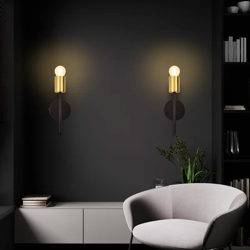 Set of two Ambellina iron armed sconces with curved arms and candle-style light holders, modern wall lighting by TheChandelierCo.