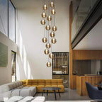 Light silver cluster pendant from Amice 15 collection by TheChandelierCo, featuring multiple small hanging light silver beads.