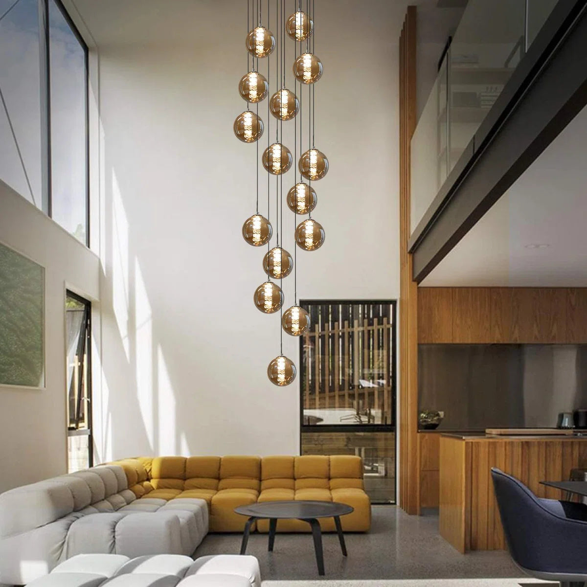 Light silver cluster pendant from Amice 15 collection by TheChandelierCo, featuring multiple small hanging light silver beads.