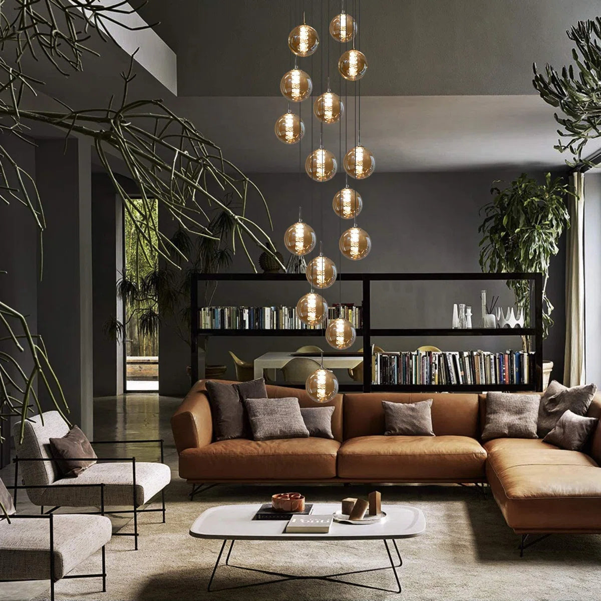 Light silver cluster pendant from the Amice 15 collection by TheChandelierCo, featuring multiple hanging silver elements.