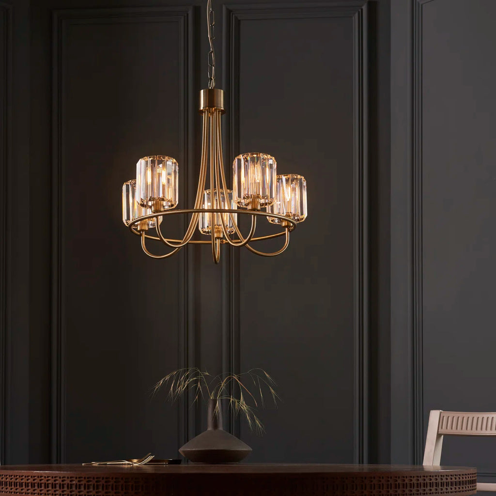 5 - Light Waggon Wheel Chandelier