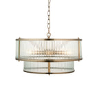 Anesty 5-liter pendant light by TheChandelierCo with antique brass finish, featuring classic design and multiple hanging bulbs.