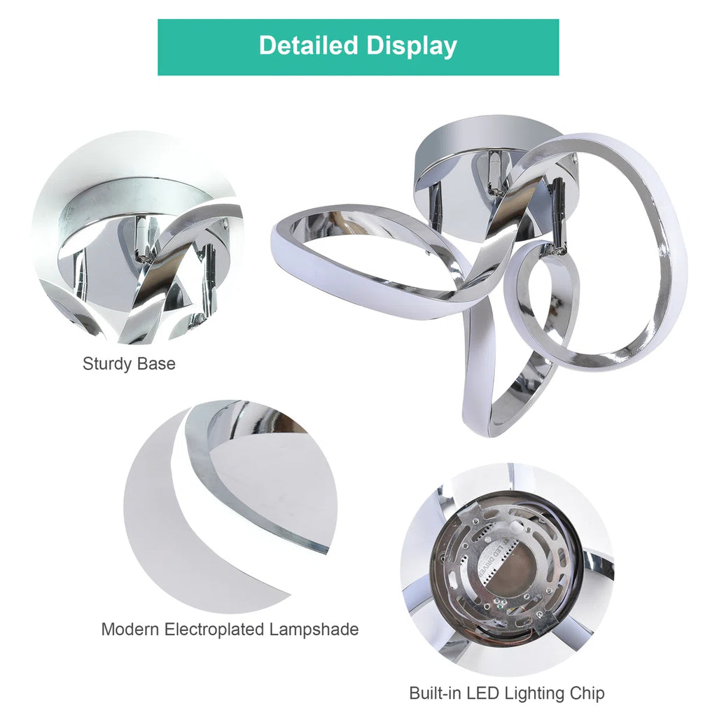 Geometric LED flush mount light fixture by TheChandelierCo, 28cm diameter with unique modern design for ceiling lighting.
