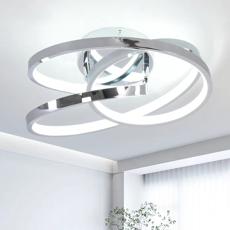 Geometric LED semi-flush mount light fixture from TheChandelierCo, 30cm diameter, modern unique design, statement lighting for ceilings.