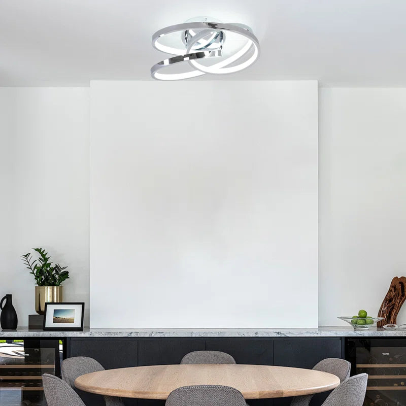 Angstrom 1 geometric LED semi-flush mount light by TheChandelierCo, 30cm modern statement fixture with unique design.