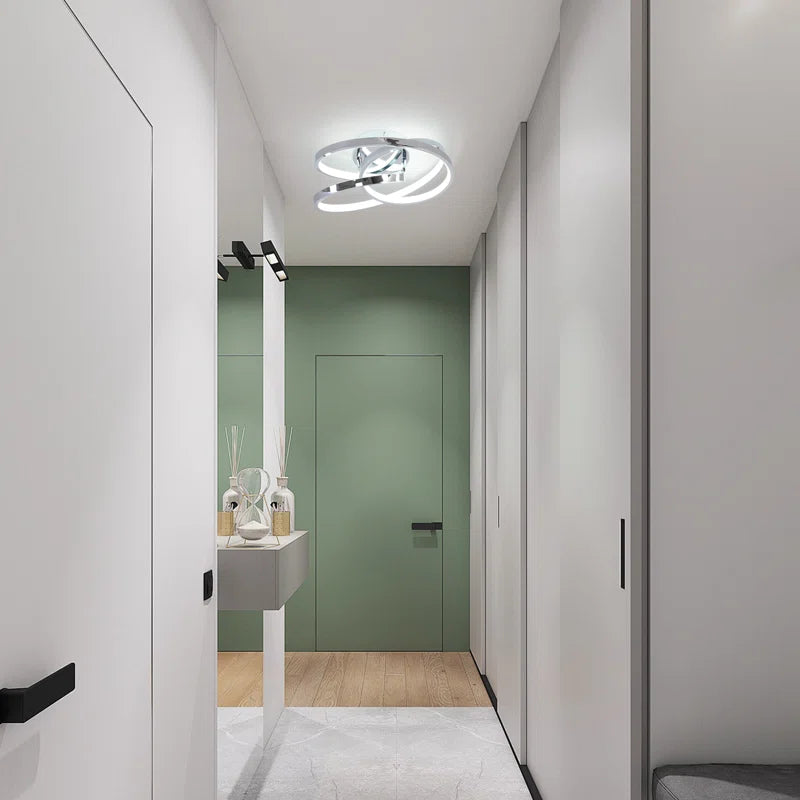 Angstrom 1 geometric LED semi-flush mount light by TheChandelierCo, 30cm diameter, modern unique design with sleek metal finish.