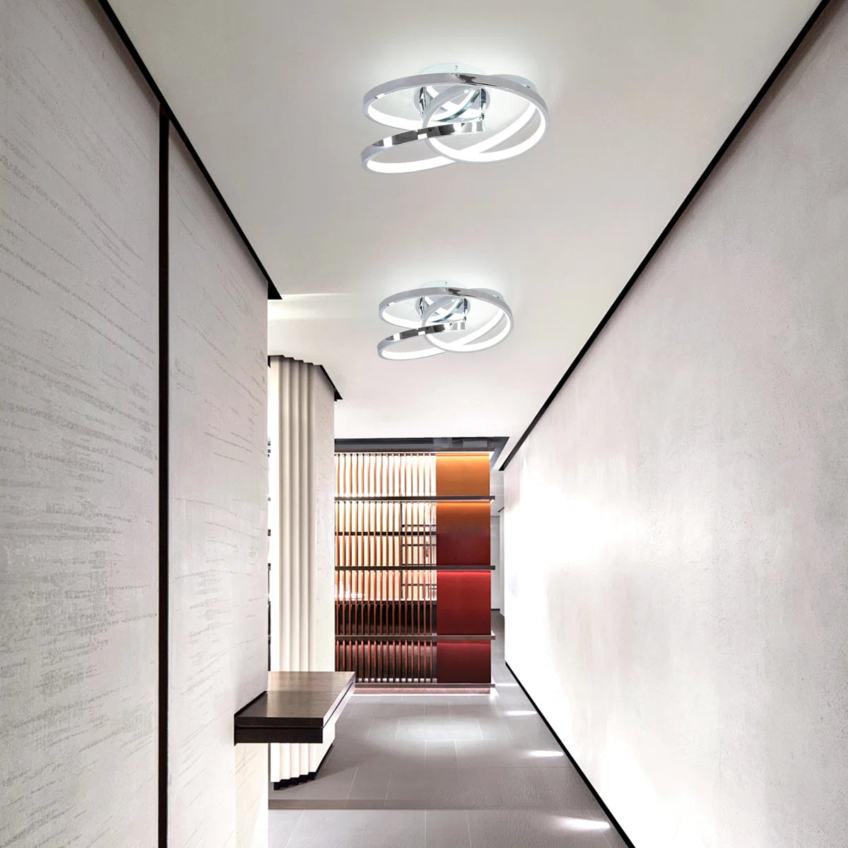 Angstrom 1 geometric LED semi-flush mount light by TheChandelierCo, 30cm diameter, modern statement design with unique geometric pattern.