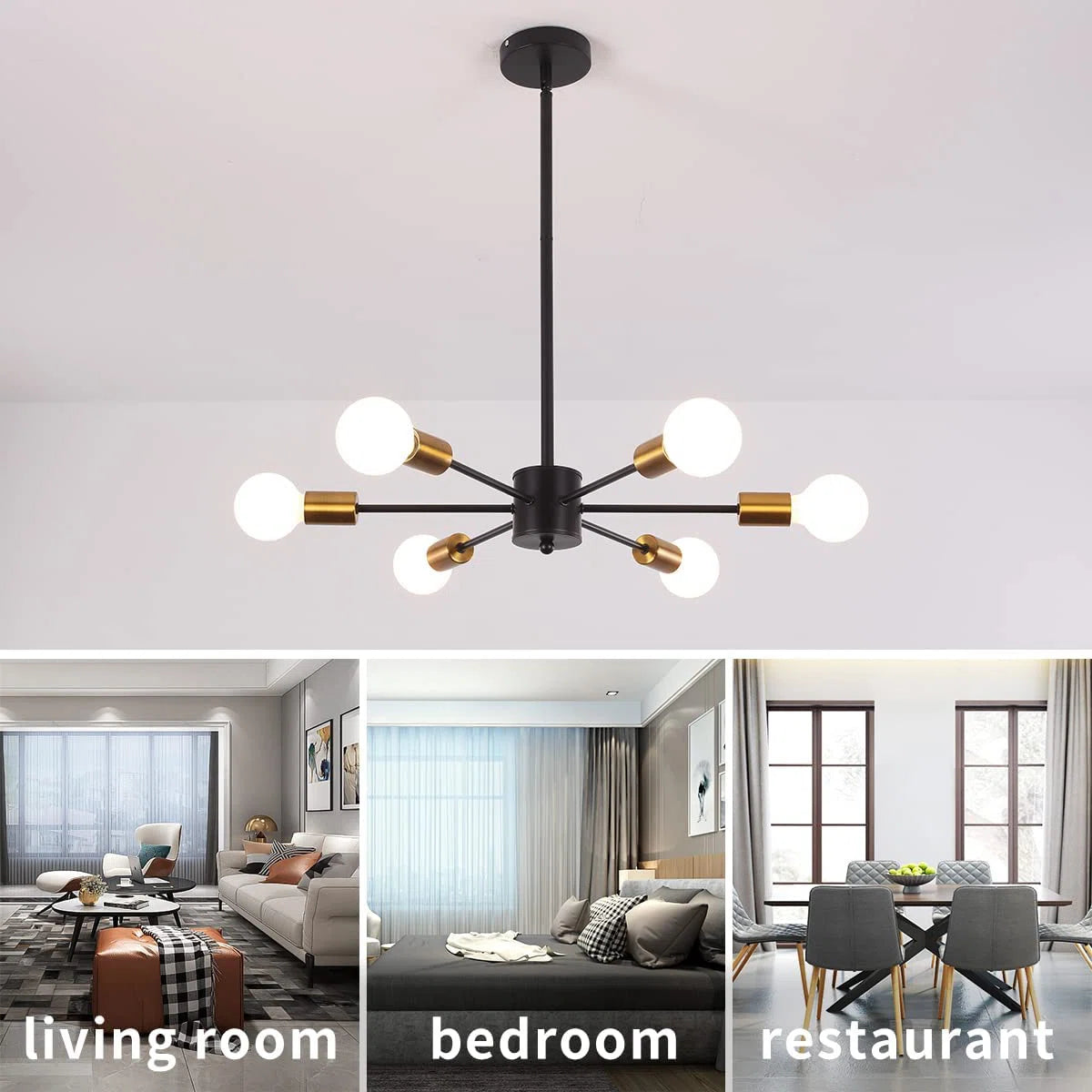 6 - Light Dimmable Sputnik Sphere Chandelier