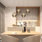 Eight-light LED pendant chandelier by TheChandelierCo with glass design, adjustable height, and modern black finish.
