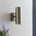 Arney Silver 2 outdoor armed sconce with a 16.5cm bulb, featuring a sleek silver finish and classic design by TheChandelierCo.