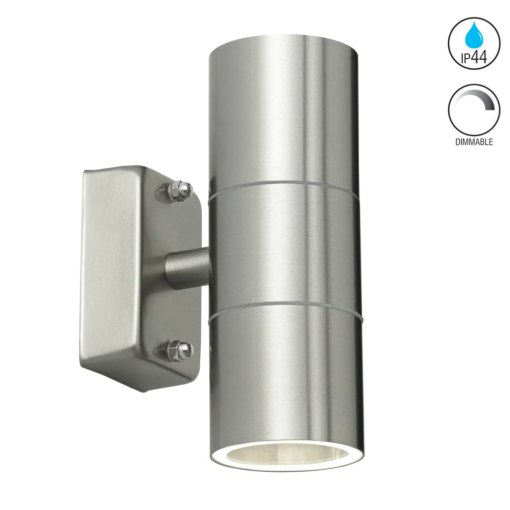 Silver outdoor armed sconce with a 16.5cm bulb and classic design, mounted on a wall for exterior lighting.