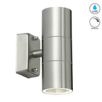Silver outdoor armed sconce with a 16.5cm bulb and classic design, mounted on a wall for exterior lighting.