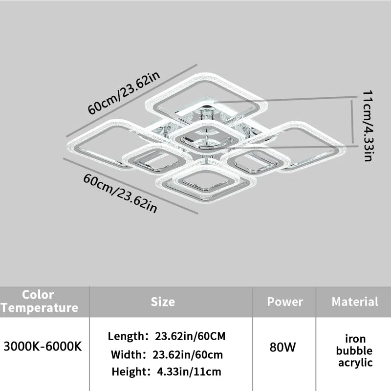 Arrika 8-Light 60cm LED flush mount ceiling light by TheChandelierCo, featuring a sleek modern design with multiple LED bulbs.