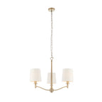 Beaumont 3 light shaded chandelier by TheChandelierCo with elegant light-colored fabric shades and a classic metal frame.