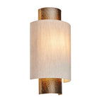 Two Beedle flush mounted sconces by TheChandelierCo with round glass shades and brass finish, mounted on a wall.
