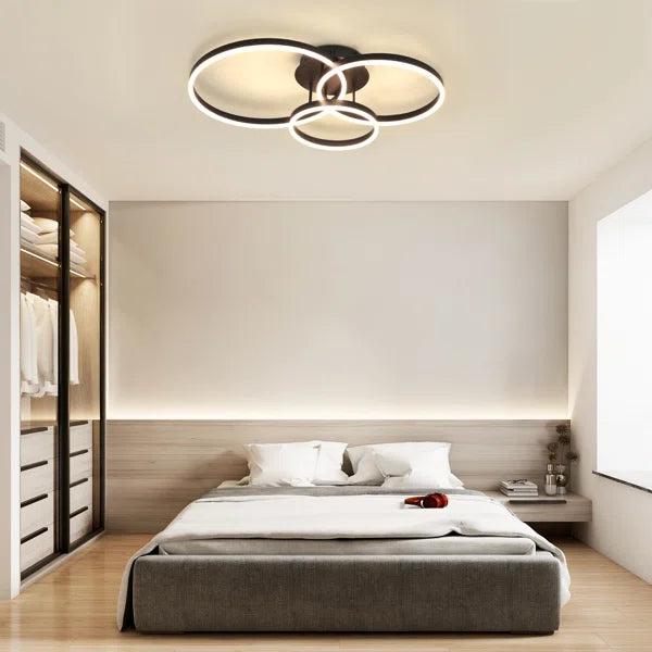 Black Dimmable LED Ceiling Light with Acrylic Rings Design
