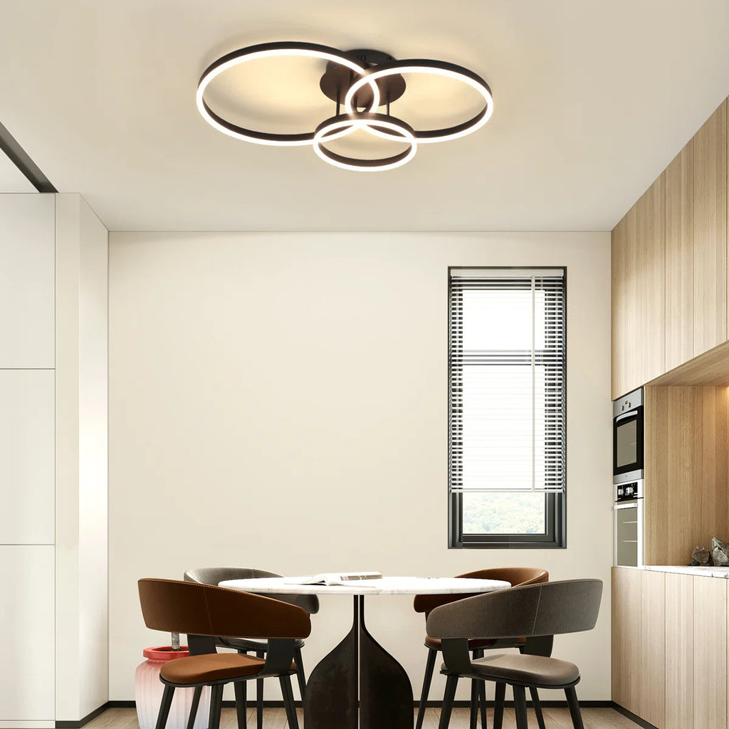 Black Dimmable LED Ceiling Light with Acrylic Rings Design