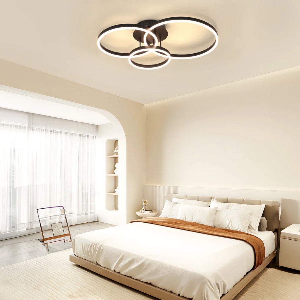 Black Dimmable LED Ceiling Light with Acrylic Rings Design
