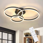 Black Dimmable LED Ceiling Light with Acrylic Rings Design