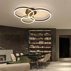 Black Dimmable LED Ceiling Light with Acrylic Rings Design