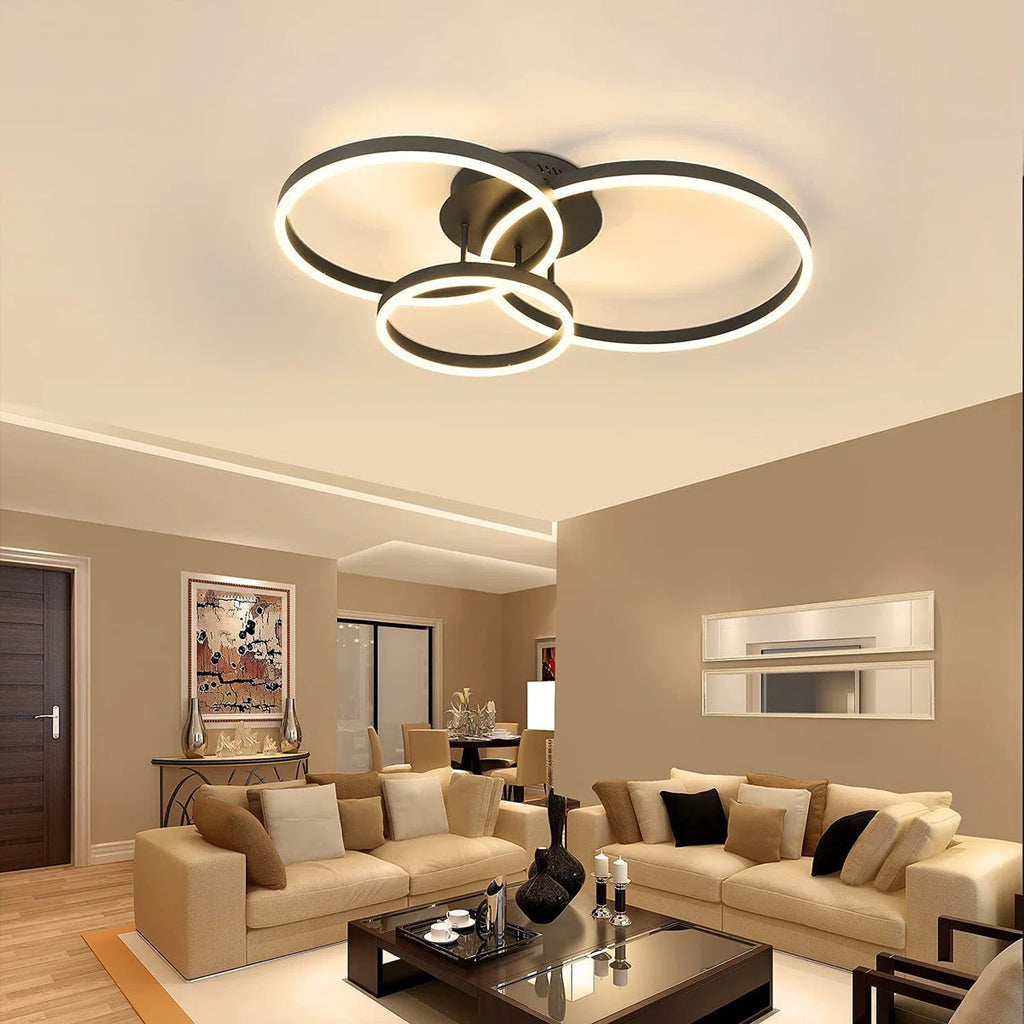 Black Dimmable LED Ceiling Light with Acrylic Rings Design