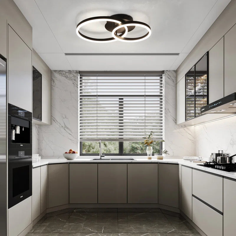 Black Dimmable LED Ceiling Light with Acrylic Rings Design