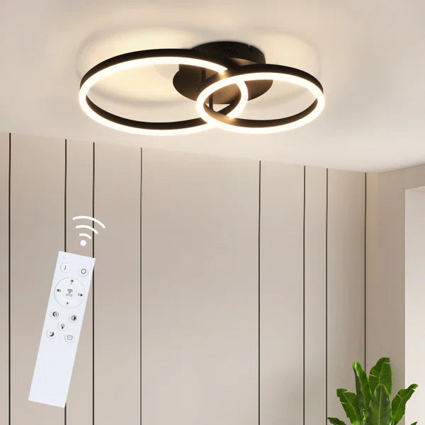 Black Dimmable LED Ceiling Light with Acrylic Rings Design