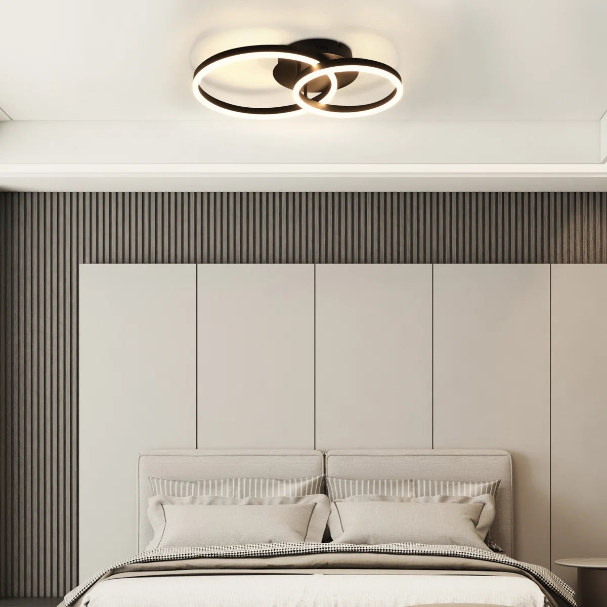 Black Dimmable LED Ceiling Light with Acrylic Rings Design
