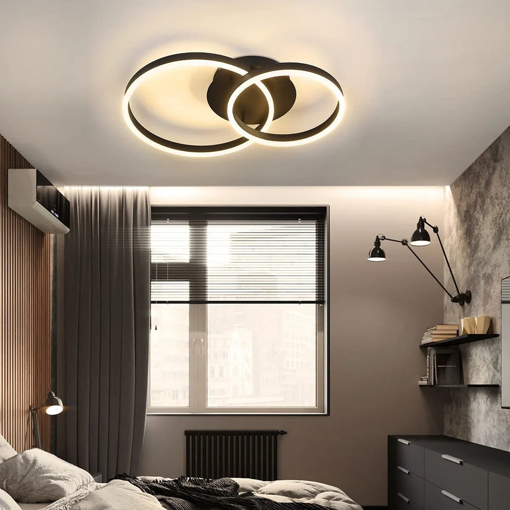 Black Dimmable LED Ceiling Light with Acrylic Rings Design