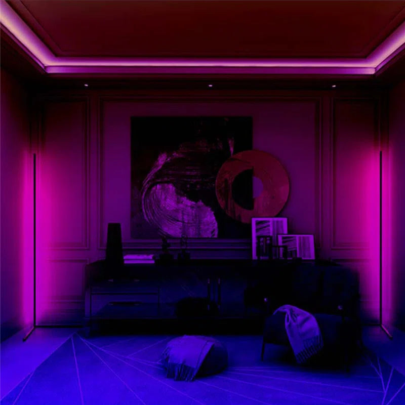 Black LED novelty floor lamp with USB port, 125cm tall, by TheChandelierCo, featuring modern design and functional lighting.