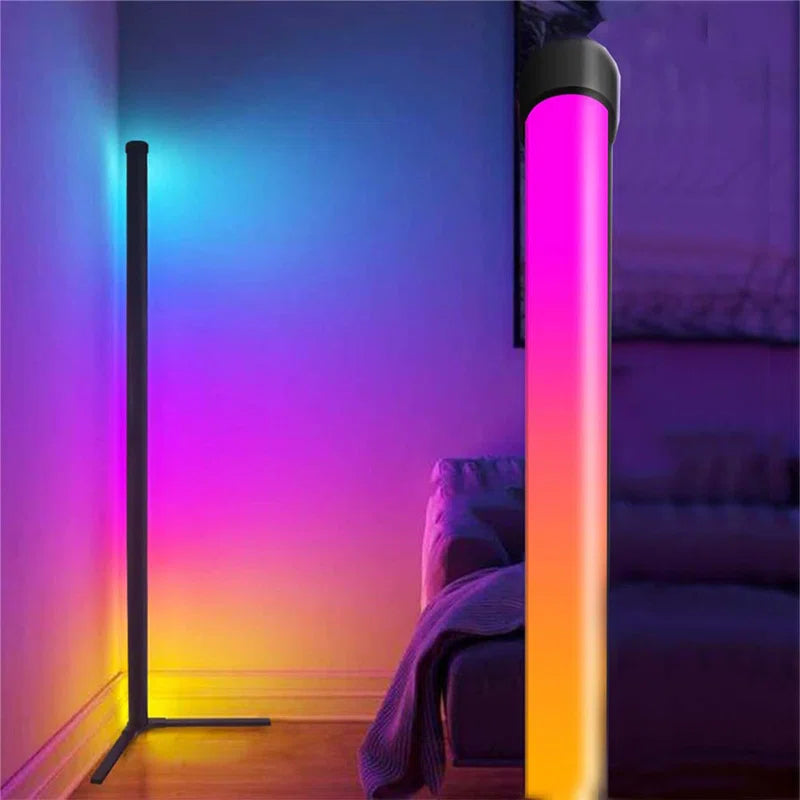 Black LED novelty floor lamp with USB port, 125cm tall, by TheChandelierCo, featuring modern design and adjustable lighting.