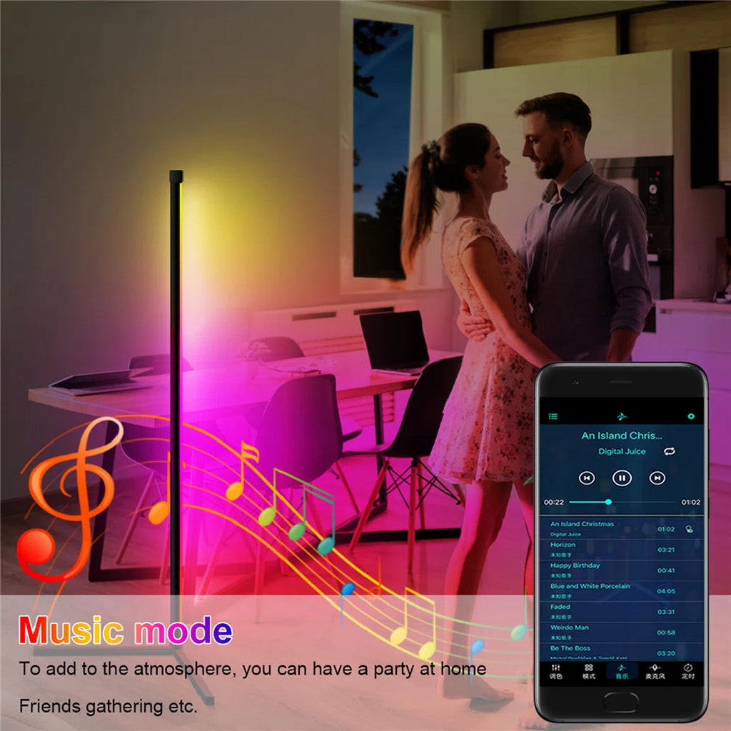Black LED novelty floor lamp by TheChandelierCo, 125cm tall with a modern design and built-in USB port.