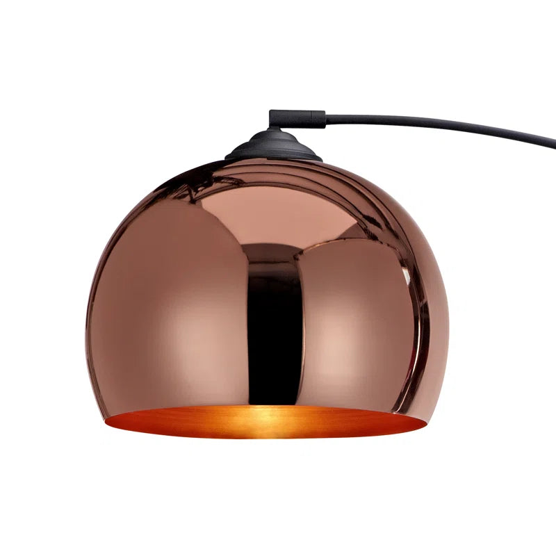 Bonita Arquer 66.93-inch arc floor lamp with faux black marble base and black bell shade for modern home lighting.