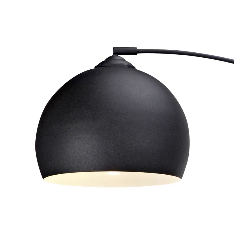 Bonita Arquer 66.93-inch arc floor lamp with faux black marble base and black bell shade, designed by TheChandelierCo.
