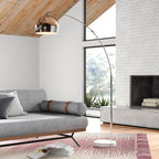 Bonita Arquer 66.93-inch arc floor lamp by TheChandelierCo with faux black marble base and black bell shade.