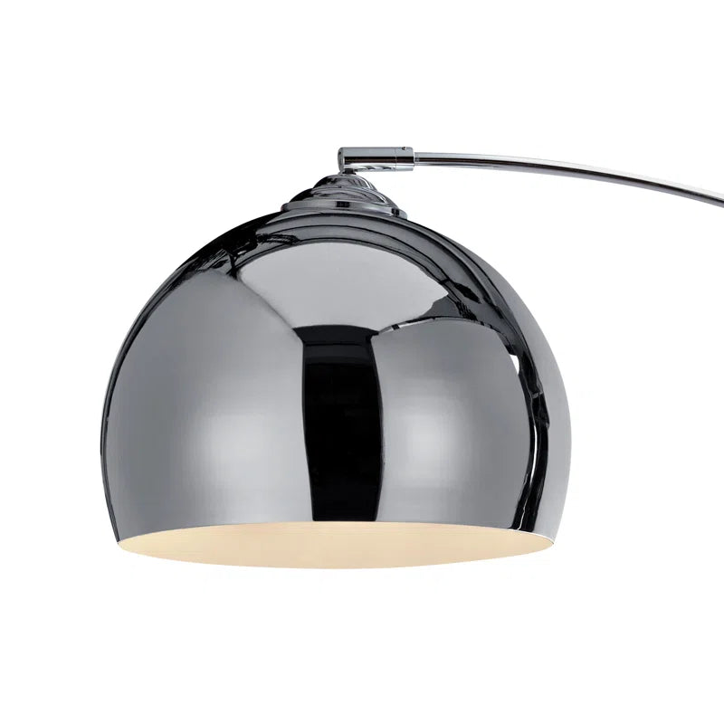 Bonita Arquer 66.93-inch arc floor lamp with faux black marble base and black bell shade, modern lighting fixture.