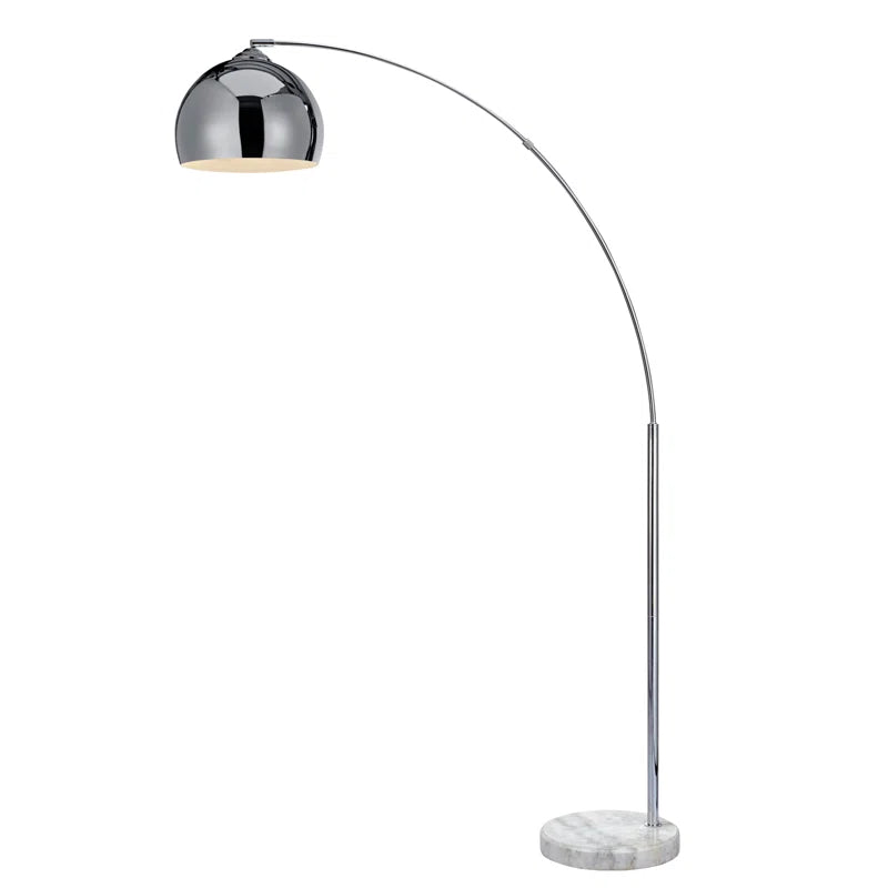 Bonita Arquer 66.93-inch arc floor lamp with faux black marble base and black bell shade, modern lighting from TheChandelierCo.