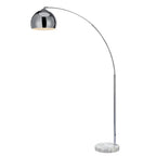 Bonita Arquer 66.93-inch arc floor lamp with faux black marble base and black bell shade, modern lighting from TheChandelierCo.