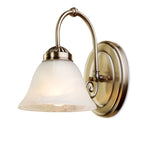 Brazell 1-light dimmable antique brass armed sconce with alabaster-style glass shade, classic wall lighting by TheChandelierCo