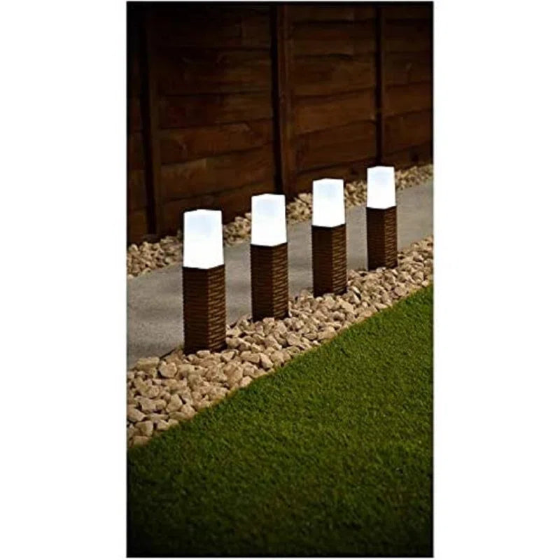 Set of four Brickerville low voltage solar pathway lights with integrated LED bulbs, ideal for outdoor garden illumination.