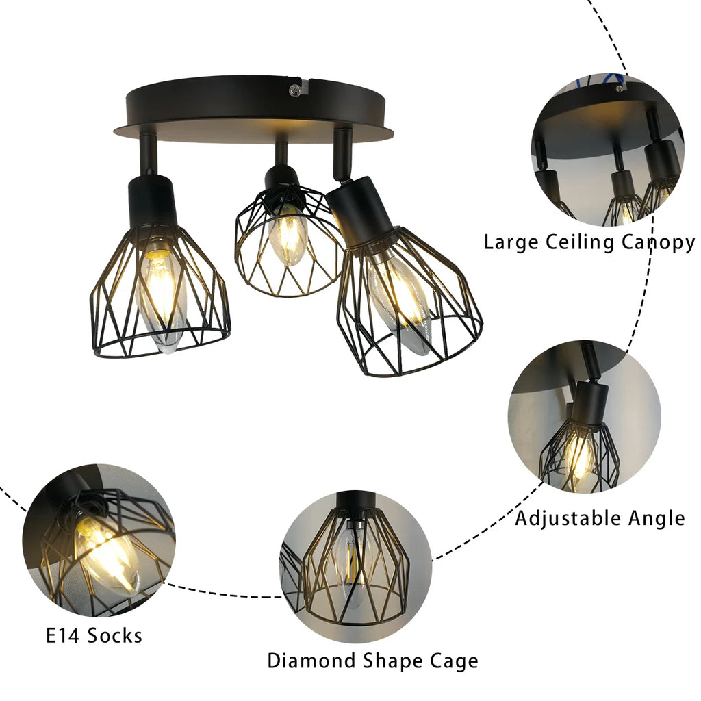 3-Light 22cm Semi Flush Mount