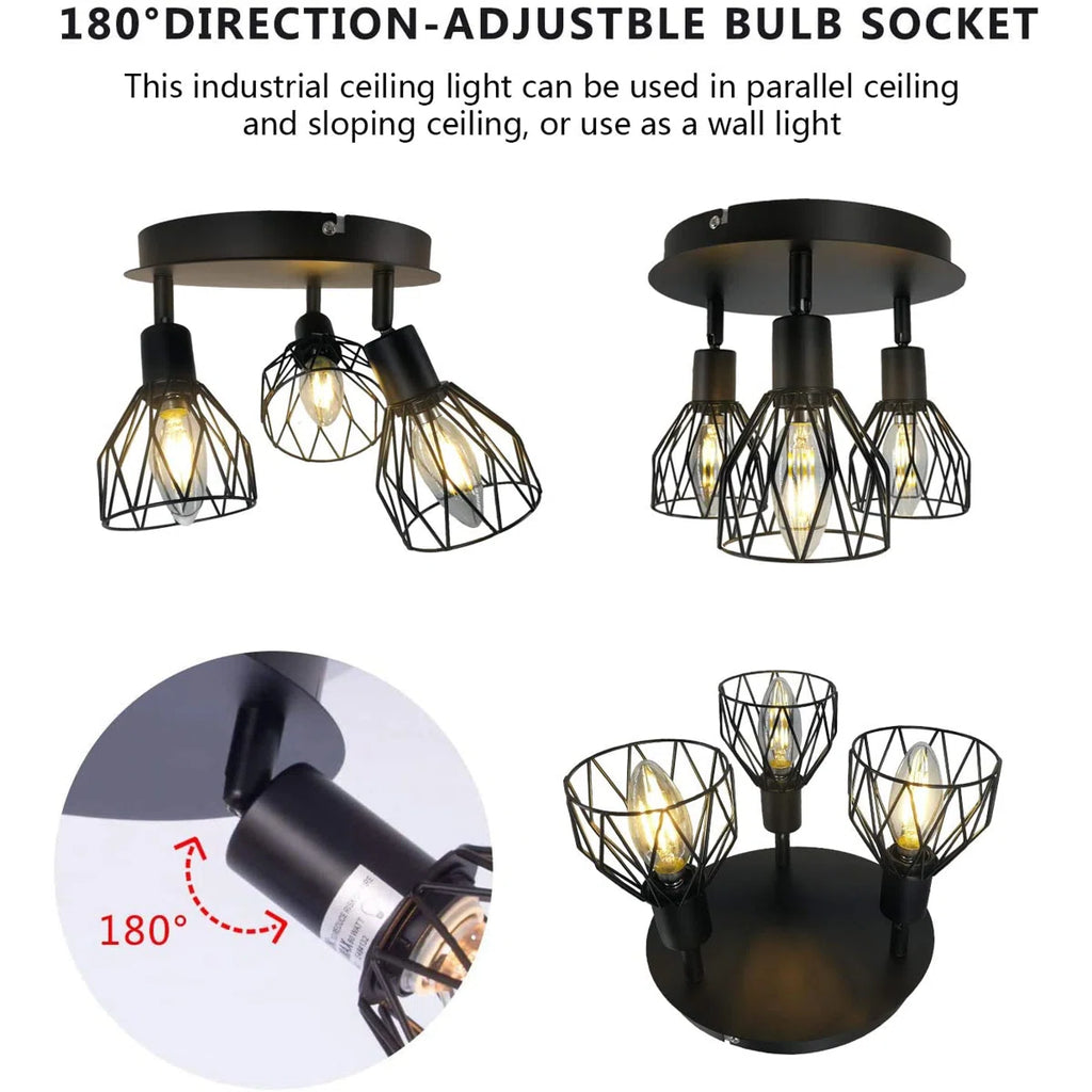3-Light 22cm Semi Flush Mount