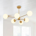 Modern Buchholtz 90cm Opal Glass Bubble Sputnik Chandelier with multiple spherical glass orbs and sleek metal accents.