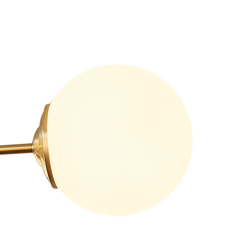 Modern Buchholtz 90cm opal glass bubble Sputnik chandelier with multiple spherical glass orbs and sleek metal fixtures.