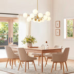 Modern Buchholtz 90cm opal glass bubble Sputnik chandelier by TheChandelierCo with multiple hanging glass globes and sleek design.